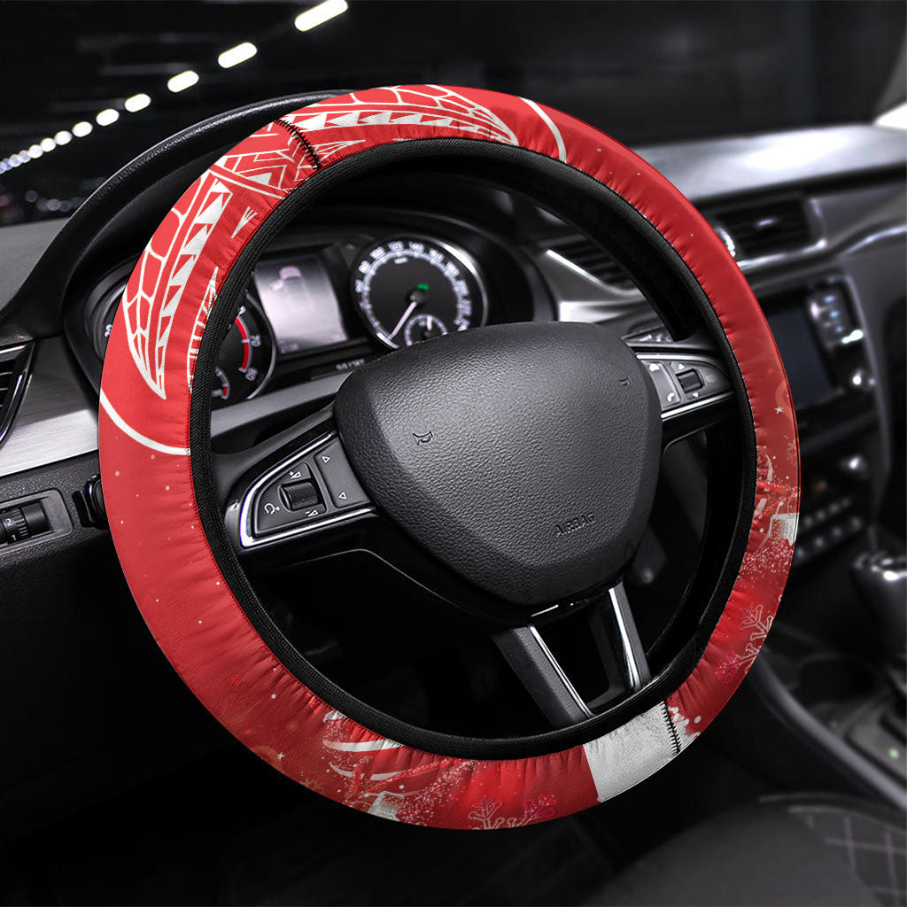 New Zealand Christmas In July Steering Wheel Cover Funny Santa Sheep Meri Kirihimete Red LT14 Universal Fit Red - Polynesian Pride