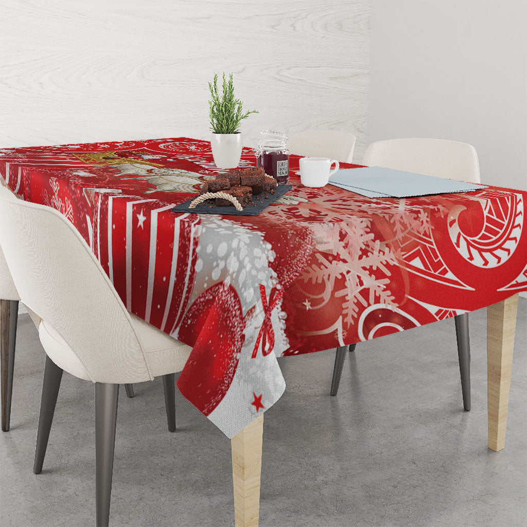 New Zealand Christmas In July Tablecloth Funny Santa Sheep Meri Kirihimete Red LT14 - Polynesian Pride