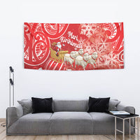 New Zealand Christmas In July Tapestry Funny Santa Sheep Meri Kirihimete Red LT14 - Polynesian Pride