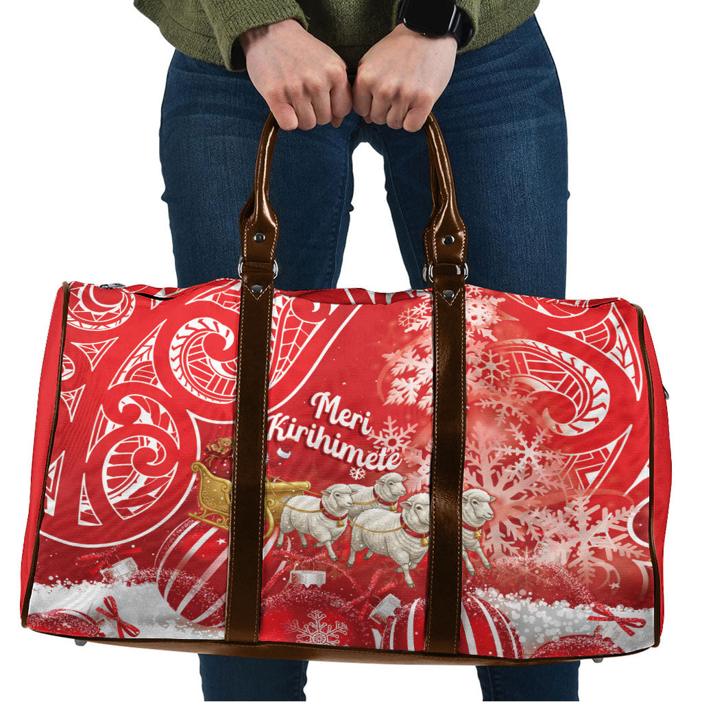 New Zealand Christmas In July Travel Bag Funny Santa Sheep Meri Kirihimete Red LT14 Red - Polynesian Pride