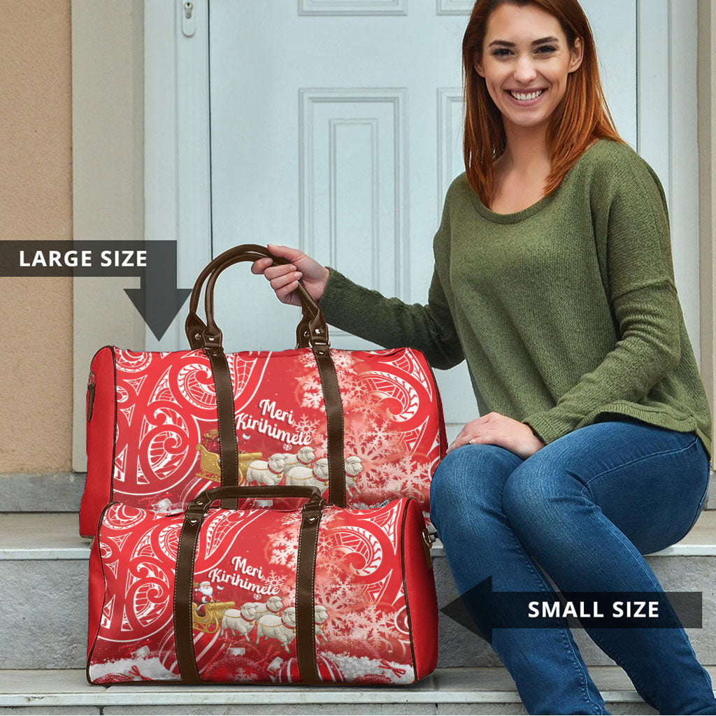New Zealand Christmas In July Travel Bag Funny Santa Sheep Meri Kirihimete Red LT14 - Polynesian Pride