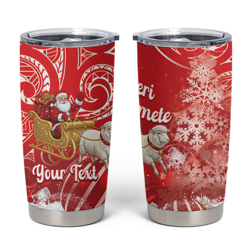 New Zealand Christmas In July Personalised Tumbler Cup Funny Santa Sheep Meri Kirihimete Red LT14 Red - Polynesian Pride