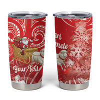 New Zealand Christmas In July Personalised Tumbler Cup Funny Santa Sheep Meri Kirihimete Red LT14 Red - Polynesian Pride