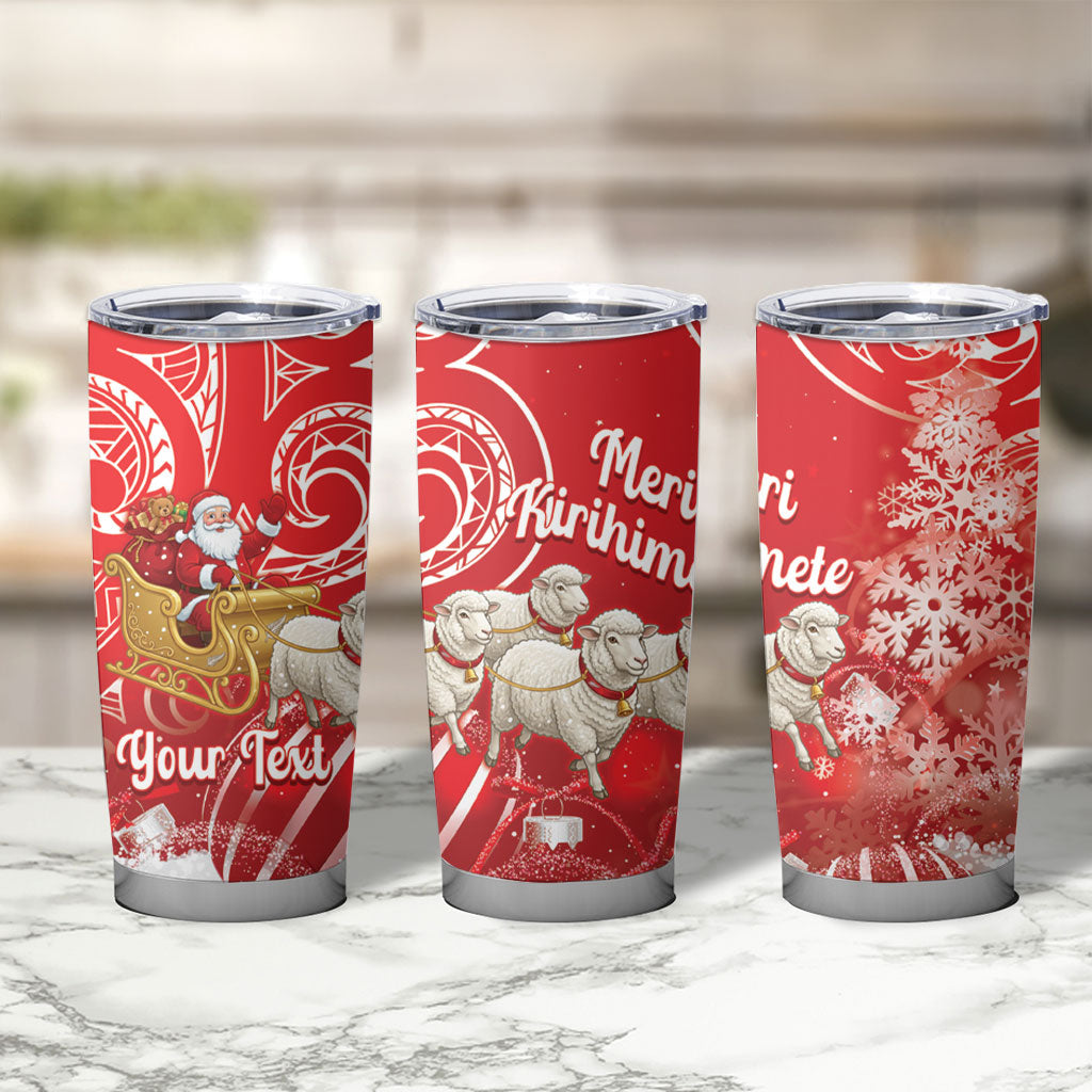 New Zealand Christmas In July Personalised Tumbler Cup Funny Santa Sheep Meri Kirihimete Red LT14 - Polynesian Pride