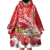 New Zealand Christmas In July Personalised Wearable Blanket Hoodie Funny Santa Sheep Meri Kirihimete Red LT14 - Polynesian Pride