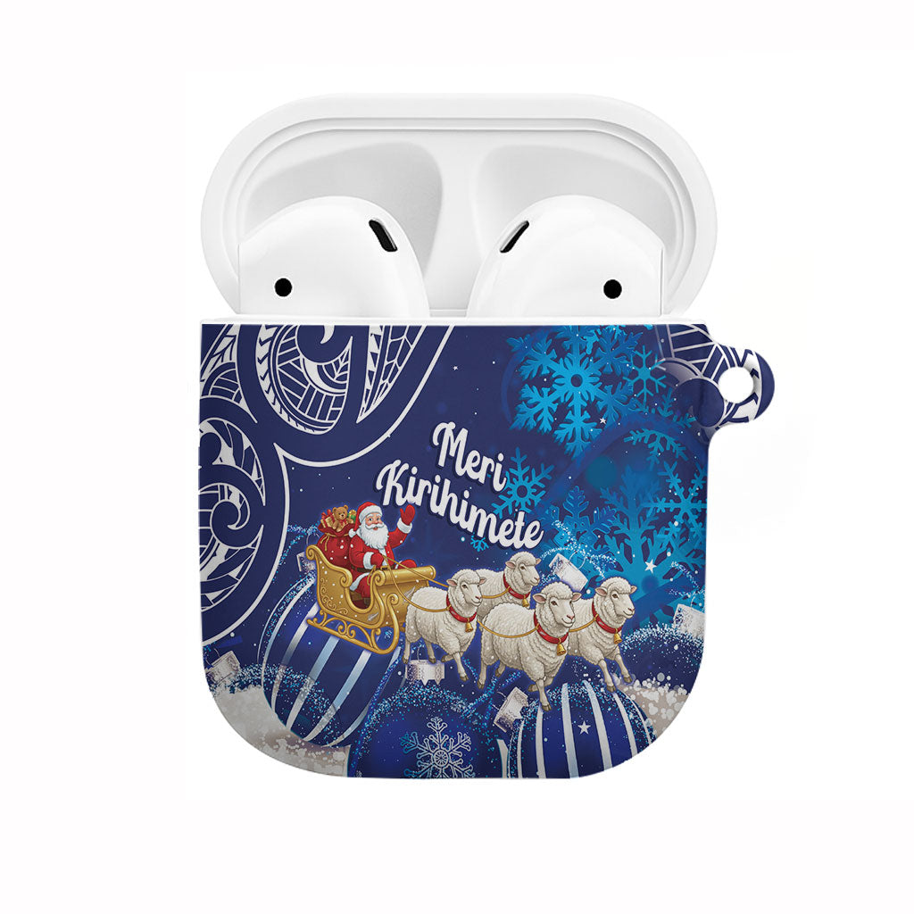 New Zealand Christmas In July AirPods Case Funny Santa Sheep Meri Kirihimete Blue LT14 Blue - Polynesian Pride
