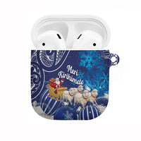 New Zealand Christmas In July AirPods Case Funny Santa Sheep Meri Kirihimete Blue LT14 Blue - Polynesian Pride