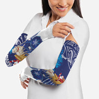 New Zealand Christmas In July Personalised Arm Sleeves Funny Santa Sheep Meri Kirihimete Blue LT14 - Polynesian Pride