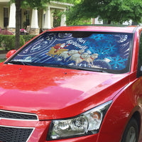 New Zealand Christmas In July Auto Sun Shade Funny Santa Sheep Meri Kirihimete Blue LT14 - Polynesian Pride