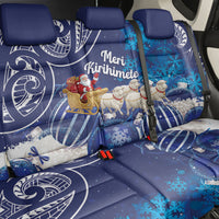 New Zealand Christmas In July Back Car Seat Cover Funny Santa Sheep Meri Kirihimete Blue LT14 - Polynesian Pride
