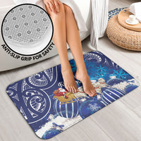 New Zealand Christmas In July Bathroom Set Funny Santa Sheep Meri Kirihimete Blue LT14 - Polynesian Pride