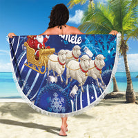 New Zealand Christmas In July Beach Blanket Funny Santa Sheep Meri Kirihimete Blue LT14 - Polynesian Pride