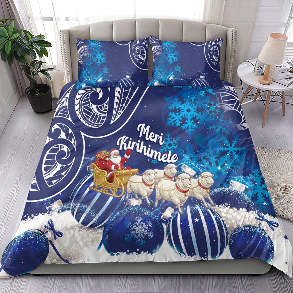 New Zealand Christmas In July Bedding Set Funny Santa Sheep Meri Kirihimete Blue LT14 - Polynesian Pride
