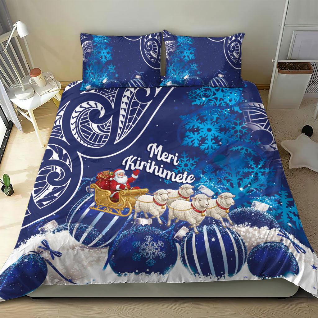 New Zealand Christmas In July Bedding Set Funny Santa Sheep Meri Kirihimete Blue LT14 - Polynesian Pride