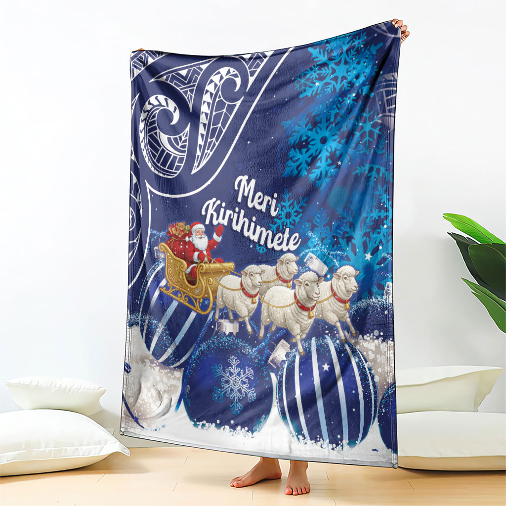 New Zealand Christmas In July Blanket Funny Santa Sheep Meri Kirihimete Blue LT14 - Polynesian Pride
