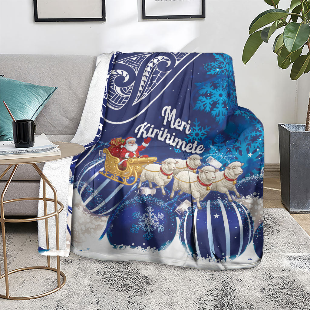 New Zealand Christmas In July Blanket Funny Santa Sheep Meri Kirihimete Blue LT14 - Polynesian Pride