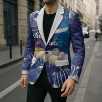 New Zealand Christmas In July Personalised Blazer Funny Santa Sheep Meri Kirihimete Blue LT14 - Polynesian Pride