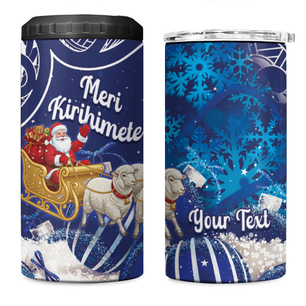 New Zealand Christmas In July Personalised 4 in 1 Can Cooler Tumbler Funny Santa Sheep Meri Kirihimete Blue LT14 One Size: 16 oz Blue - Polynesian Pride