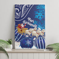 New Zealand Christmas In July Canvas Wall Art Funny Santa Sheep Meri Kirihimete Blue LT14 - Polynesian Pride