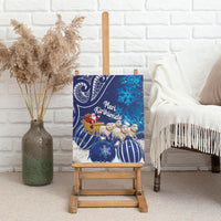 New Zealand Christmas In July Canvas Wall Art Funny Santa Sheep Meri Kirihimete Blue LT14 - Polynesian Pride