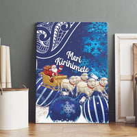 New Zealand Christmas In July Canvas Wall Art Funny Santa Sheep Meri Kirihimete Blue LT14 - Polynesian Pride