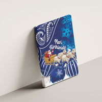 New Zealand Christmas In July Canvas Wall Art Funny Santa Sheep Meri Kirihimete Blue LT14 - Polynesian Pride