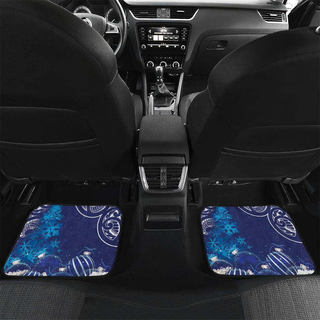 New Zealand Christmas In July Personalised Car Mats Funny Santa Sheep Meri Kirihimete Blue LT14 Set 2pcs - Back Blue - Polynesian Pride