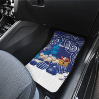 New Zealand Christmas In July Personalised Car Mats Funny Santa Sheep Meri Kirihimete Blue LT14 - Polynesian Pride