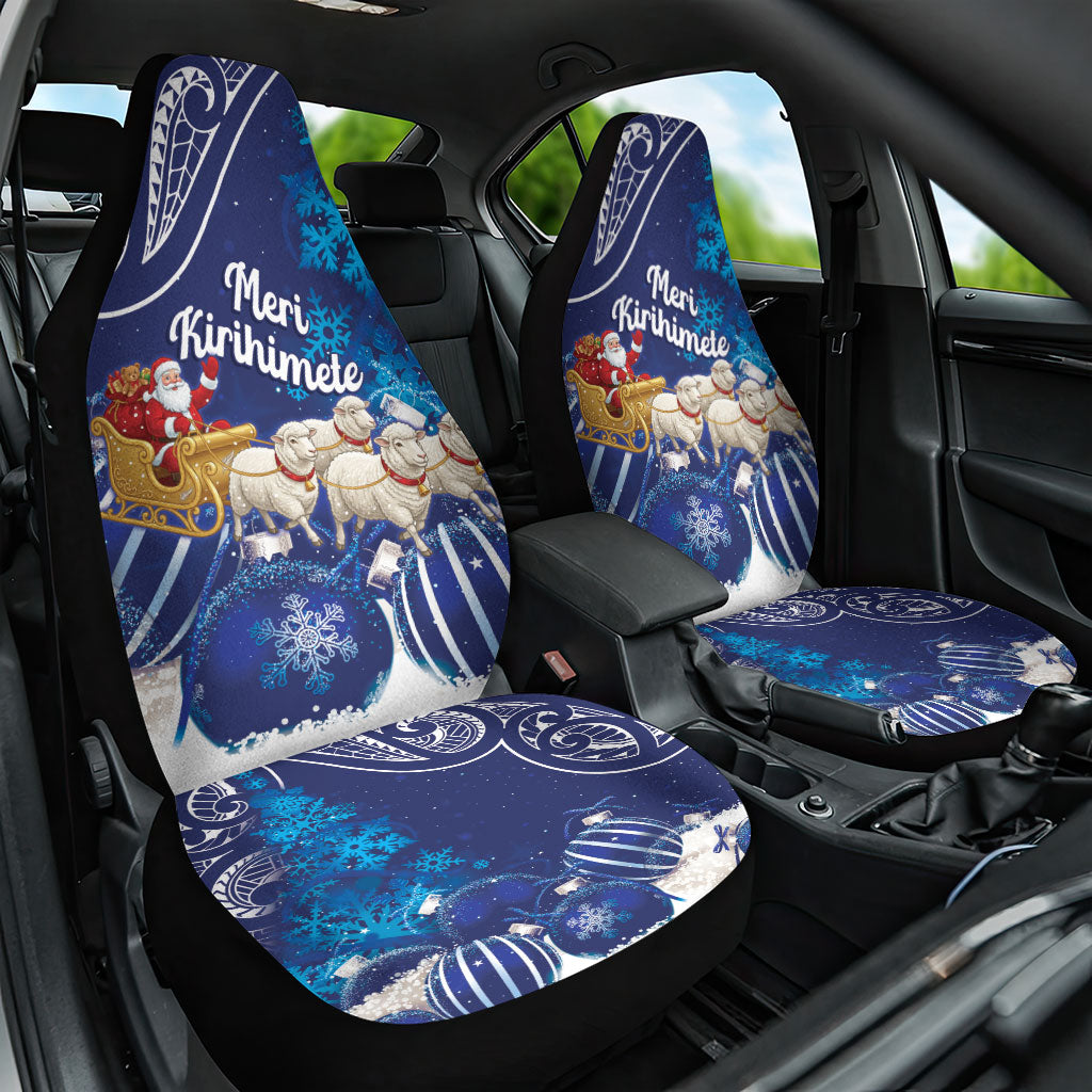 New Zealand Christmas In July Car Seat Cover Funny Santa Sheep Meri Kirihimete Blue LT14 One Size Blue - Polynesian Pride