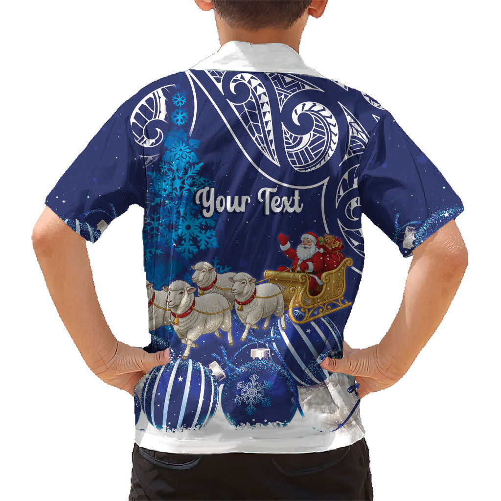 New Zealand Christmas In July Personalised Family Matching Mermaid Dress and Hawaiian Shirt Funny Santa Sheep Meri Kirihimete Blue LT14 - Polynesian Pride
