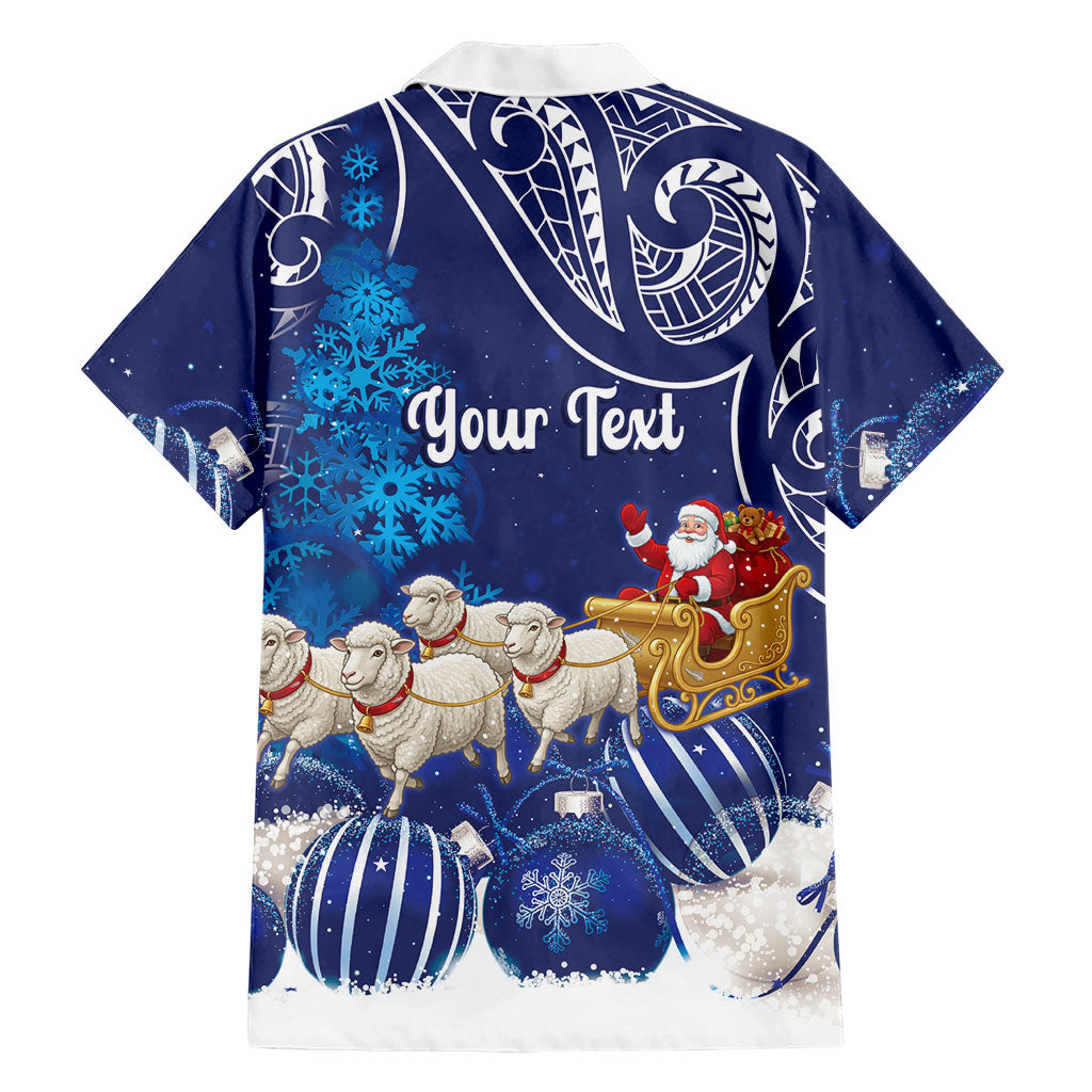 New Zealand Christmas In July Personalised Family Matching Puletasi and Hawaiian Shirt Funny Santa Sheep Meri Kirihimete Blue LT14 - Polynesian Pride