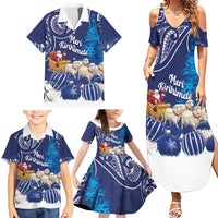 New Zealand Christmas In July Personalised Family Matching Summer Maxi Dress and Hawaiian Shirt Funny Santa Sheep Meri Kirihimete Blue LT14 - Polynesian Pride
