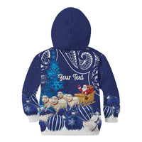 New Zealand Christmas In July Personalised Kid Hoodie Funny Santa Sheep Meri Kirihimete Blue LT14 - Polynesian Pride