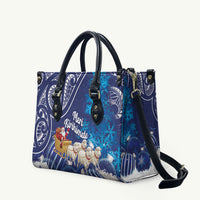 New Zealand Christmas In July Leather Bag Funny Santa Sheep Meri Kirihimete Blue LT14 Blue - Polynesian Pride