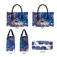 New Zealand Christmas In July Leather Bag Funny Santa Sheep Meri Kirihimete Blue LT14 - Polynesian Pride