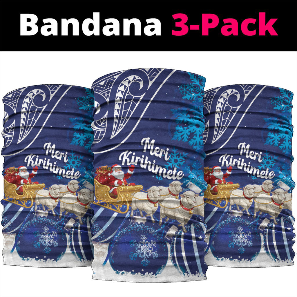 New Zealand Christmas In July Neck Gaiter Funny Santa Sheep Meri Kirihimete Blue LT14 package One Size: 25*50cm Blue - Polynesian Pride