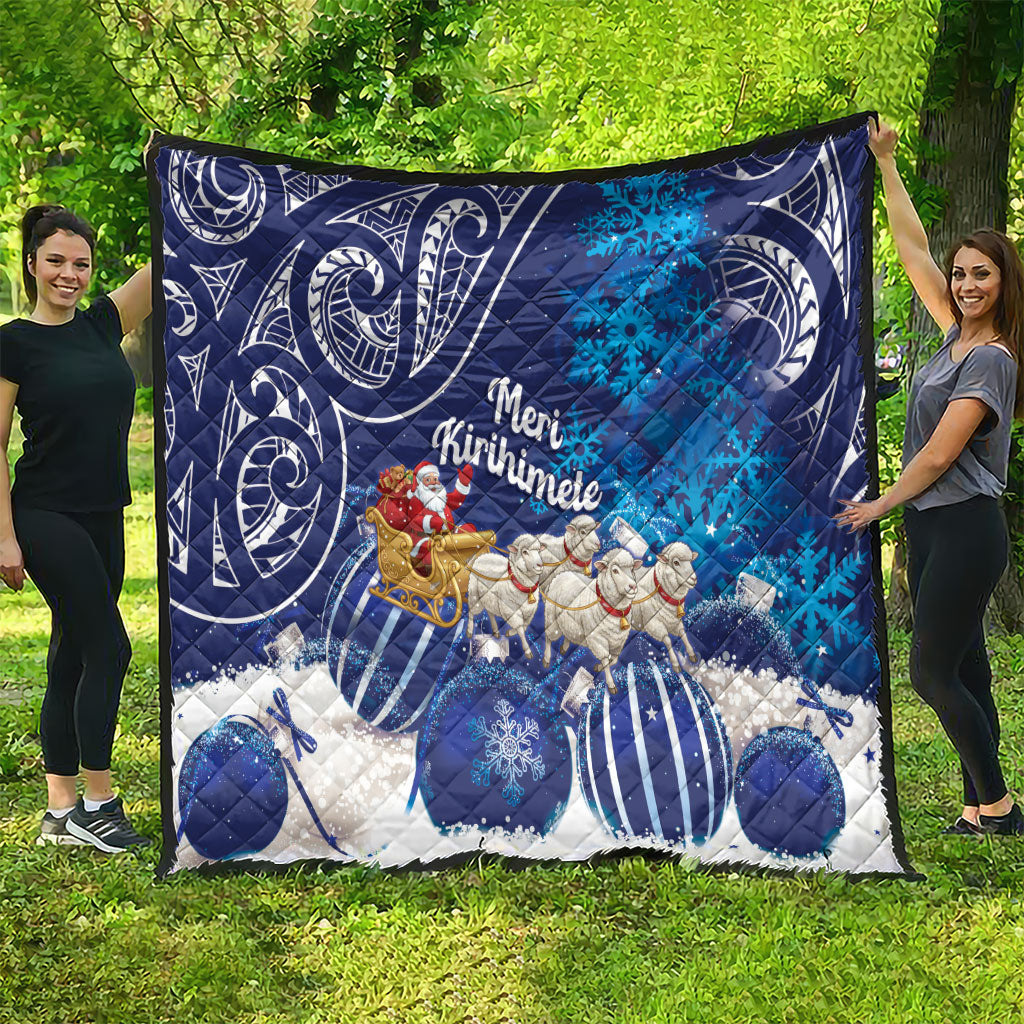New Zealand Christmas In July Quilt Funny Santa Sheep Meri Kirihimete Blue LT14 - Polynesian Pride