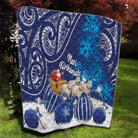 New Zealand Christmas In July Quilt Funny Santa Sheep Meri Kirihimete Blue LT14 - Polynesian Pride