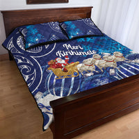New Zealand Christmas In July Quilt Bed Set Funny Santa Sheep Meri Kirihimete Blue LT14 - Polynesian Pride