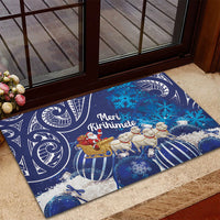 New Zealand Christmas In July Rubber Doormat Funny Santa Sheep Meri Kirihimete Blue LT14 - Polynesian Pride
