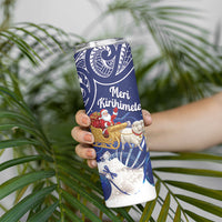 New Zealand Christmas In July Personalised Skinny Tumbler Funny Santa Sheep Meri Kirihimete Blue LT14 - Polynesian Pride