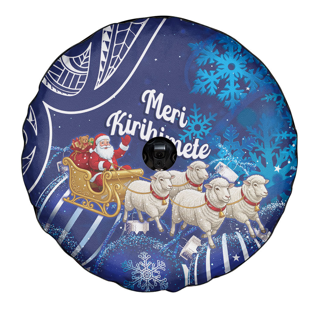 New Zealand Christmas In July Spare Tire Cover Funny Santa Sheep Meri Kirihimete Blue LT14 - Polynesian Pride
