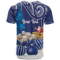 New Zealand Christmas In July Personalised T Shirt Funny Santa Sheep Meri Kirihimete Blue LT14 - Polynesian Pride