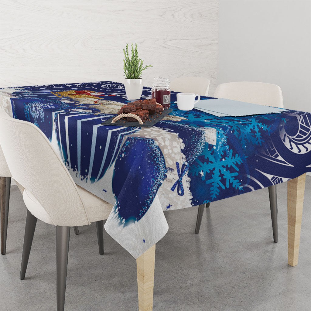 New Zealand Christmas In July Tablecloth Funny Santa Sheep Meri Kirihimete Blue LT14 - Polynesian Pride
