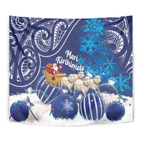 New Zealand Christmas In July Tapestry Funny Santa Sheep Meri Kirihimete Blue LT14 - Polynesian Pride