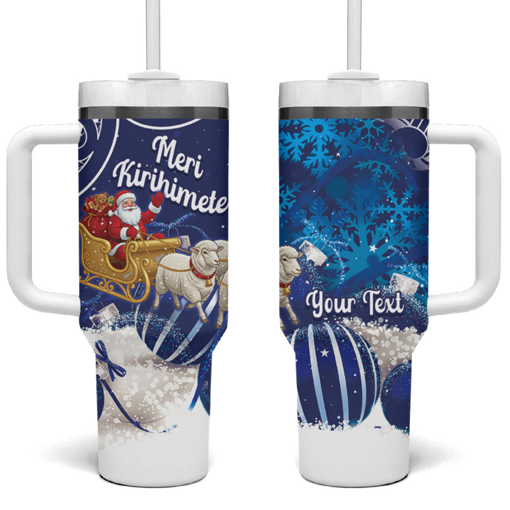 New Zealand Christmas In July Personalised Tumbler With Handle Funny Santa Sheep Meri Kirihimete Blue LT14 One Size: 40 oz Blue - Polynesian Pride