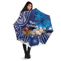 New Zealand Christmas In July Umbrella Funny Santa Sheep Meri Kirihimete Blue LT14 - Polynesian Pride