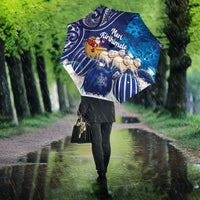 New Zealand Christmas In July Umbrella Funny Santa Sheep Meri Kirihimete Blue LT14 - Polynesian Pride