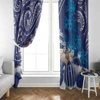 New Zealand Christmas In July Window Curtain Funny Santa Sheep Meri Kirihimete Blue LT14 - Polynesian Pride