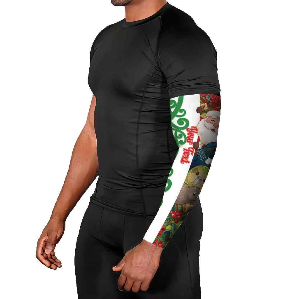 Meri Kirihimete New Zealand Personalised Arm Sleeves Cute Santa NZ Animals and Pohutukawa LT14 - Polynesian Pride